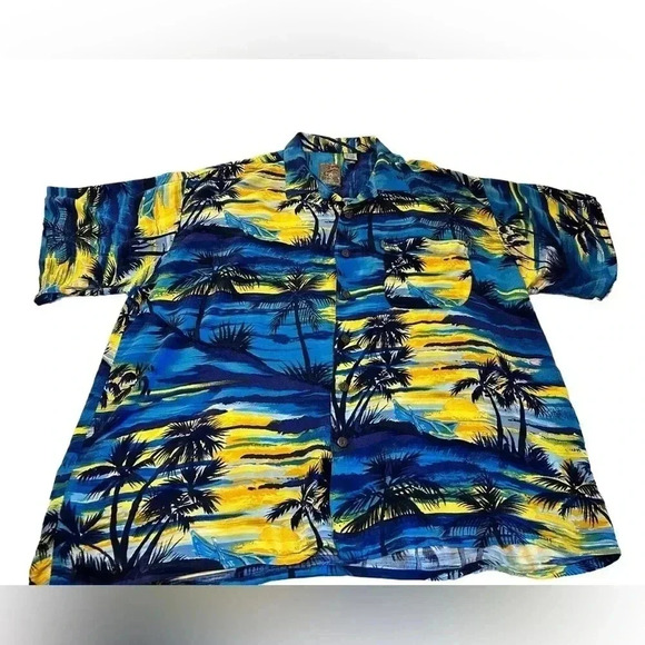 VTG 1990’s PINEAPPLE CONNECTION Hawaiian Beach Palm Trees Shirt Sz 2XB EUC - Picture 2 of 10